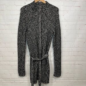 Theory Cardigan Sweater Womens Medium Gray Wool Alpaca Long Belted Snaps